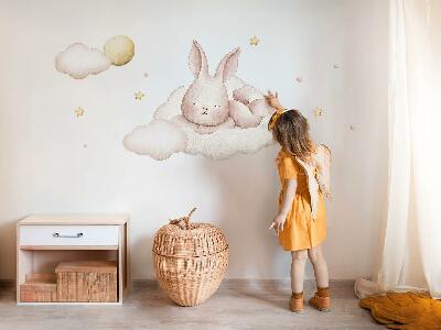 Wall sticker 80x69 Bunny on clouds and pastel watercolors