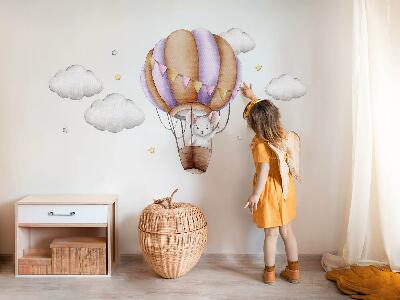 Wall sticker 80x94 A mouse's balloon journey in pastel clouds