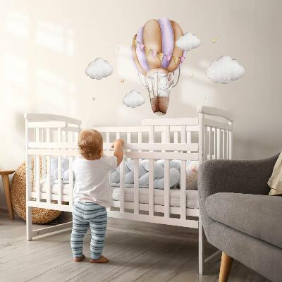 Wall sticker 80x94 A mouse's balloon journey in pastel clouds