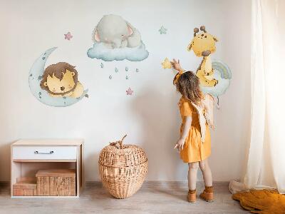 Wall sticker 80x121 Cute animals in a pastel sky
