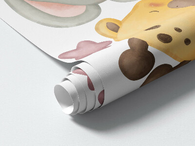 Wall sticker 80x121 Cute animals in a pastel sky