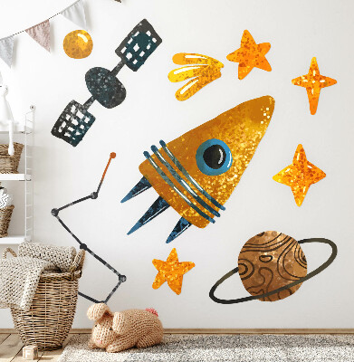 Wall sticker 80x115 Rocket illustrations of planets and stars in space