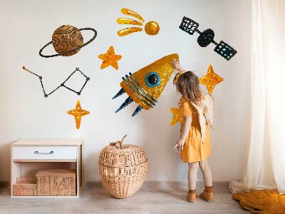 Wall sticker 80x115 Rocket illustrations of planets and stars in space