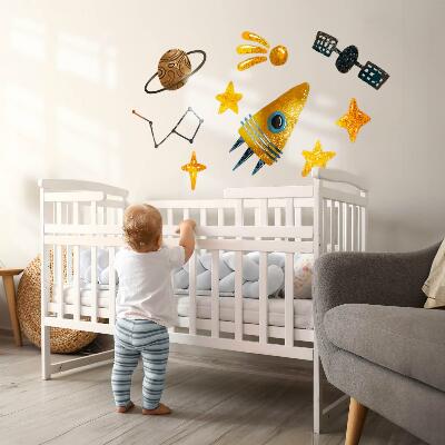 Wall sticker 80x115 Rocket illustrations of planets and stars in space