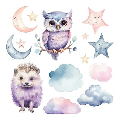 Wall sticker 80x106 Animals in the pastel magic of the night sky