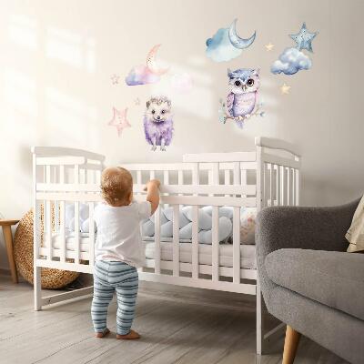 Wall sticker 80x106 Animals in the pastel magic of the night sky
