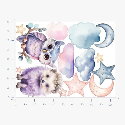 Wall sticker 80x106 Animals in the pastel magic of the night sky