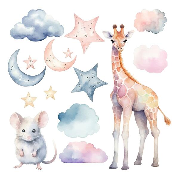 Wall sticker 80x76 Night wonders of nature in a pastel watercolor style