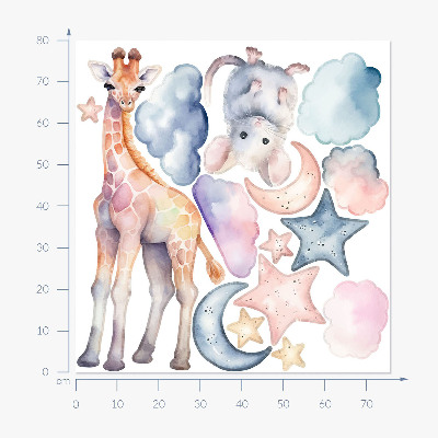 Wall sticker 80x76 Night wonders of nature in a pastel watercolor style