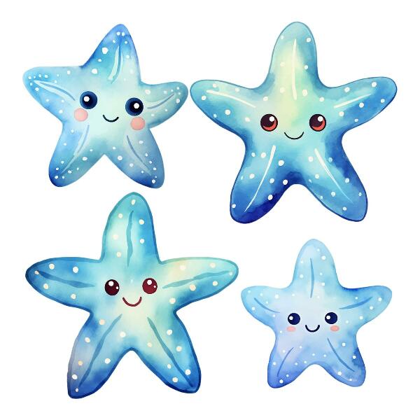 Wall sticker 80x85 Blue starfish in watercolor style