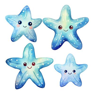 Wall sticker 80x85 Blue starfish in watercolor style