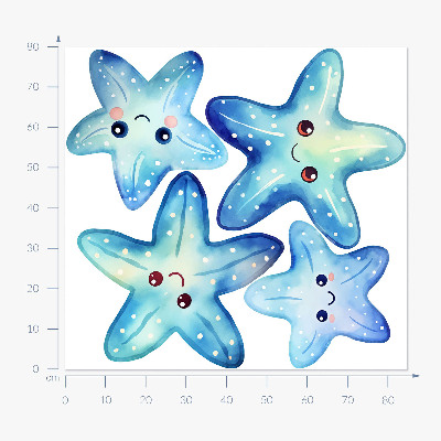 Wall sticker 80x85 Blue starfish in watercolor style
