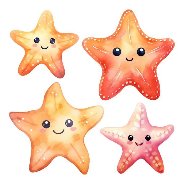 Wall sticker 80x87 Pastel happy starfish in watercolor style