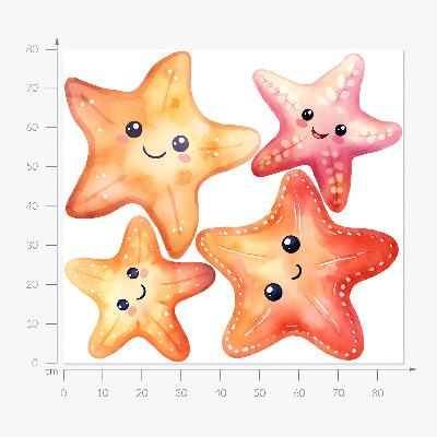 Wall sticker 80x87 Pastel happy starfish in watercolor style