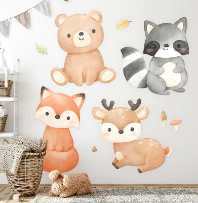 Wall sticker 80x102 Forest animals in a pastel watercolor aesthetic