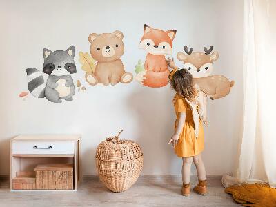Wall sticker 80x102 Forest animals in a pastel watercolor aesthetic