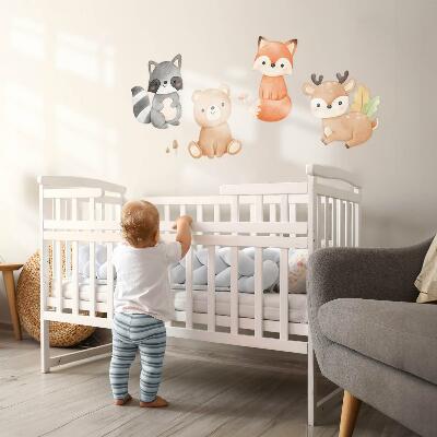 Wall sticker 80x102 Forest animals in a pastel watercolor aesthetic