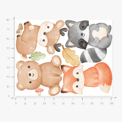 Wall sticker 80x102 Forest animals in a pastel watercolor aesthetic