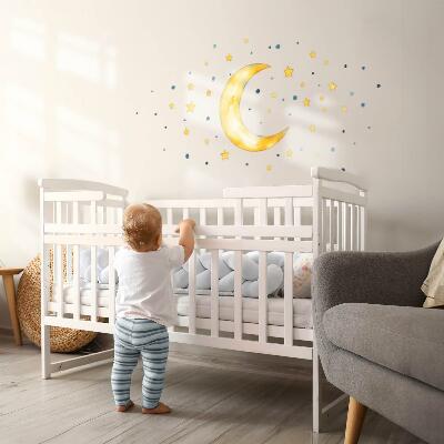 Wall sticker 80x87 Space watercolor sky with moon and stars