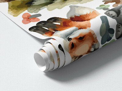 Wall sticker 80x86 Animals and plants in pastel boho watercolor