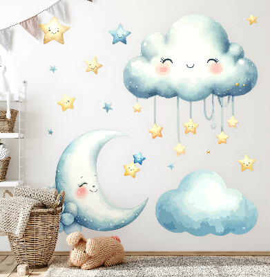 Wall sticker 80x81 Pastel clouds with moon and stars