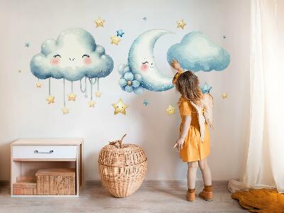 Wall sticker 80x81 Pastel clouds with moon and stars