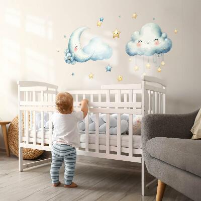 Wall sticker 80x81 Pastel clouds with moon and stars