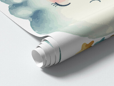 Wall sticker 80x81 Pastel clouds with moon and stars