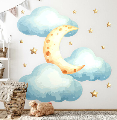 Wall sticker 80x99 Moon and clouds in pastel watercolor