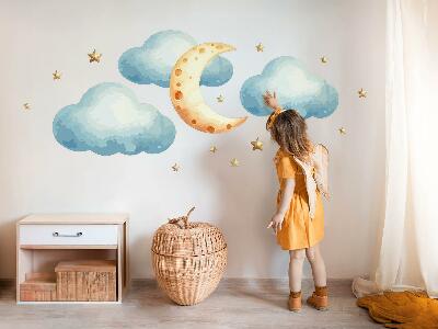 Wall sticker 80x99 Moon and clouds in pastel watercolor