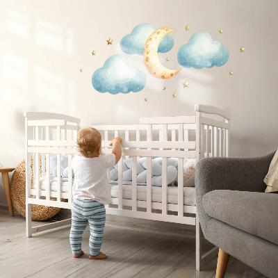 Wall sticker 80x99 Moon and clouds in pastel watercolor