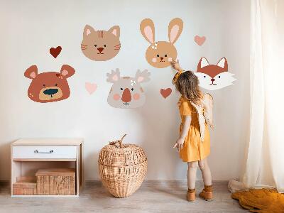 Wall sticker 80x129 Forest animals in boho pastel hearts