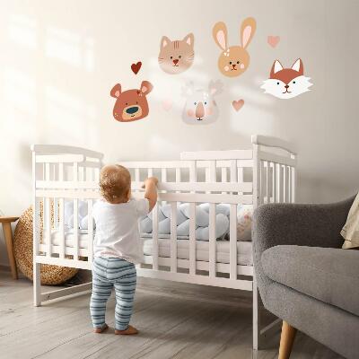 Wall sticker 80x129 Forest animals in boho pastel hearts