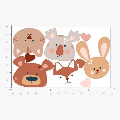 Wall sticker 80x129 Forest animals in boho pastel hearts