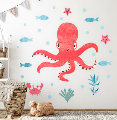 Wall sticker 80x85 Octopus in pastel watercolor style