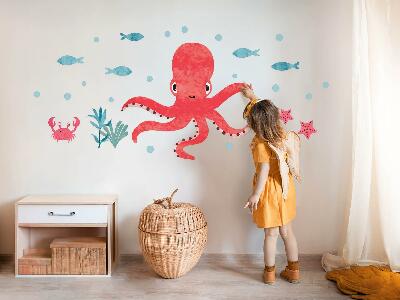 Wall sticker 80x85 Octopus in pastel watercolor style