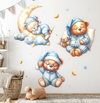Wall sticker 80x137 Teddy bears in space watercolor pastel sky