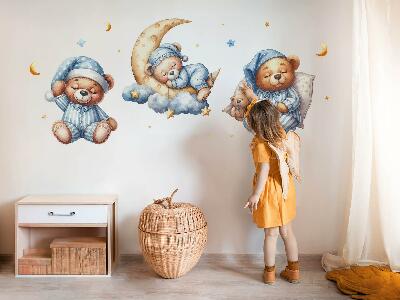 Wall sticker 80x137 Teddy bears in space watercolor pastel sky