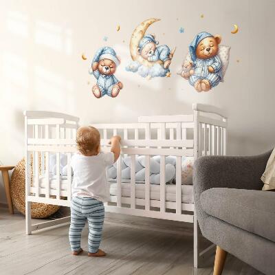 Wall sticker 80x137 Teddy bears in space watercolor pastel sky