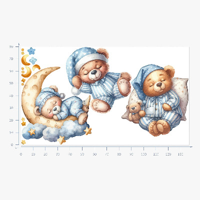 Wall sticker 80x137 Teddy bears in space watercolor pastel sky