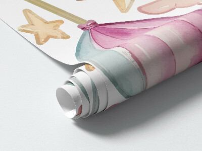Wall sticker 80x110 Unicorn castle in pastel watercolor style