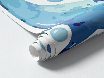 Wall sticker 80x124 Blue dolphins in a pastel underwater landscape