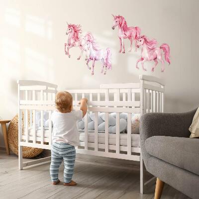 Wall sticker 80x116 Pastel horses and unicorns in watercolor