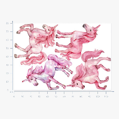 Wall sticker 80x116 Pastel horses and unicorns in watercolor