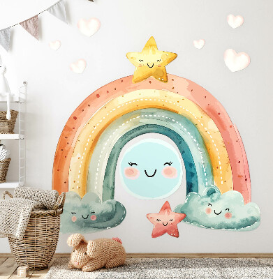 Wall sticker 80x88 Pastel rainbow with stars in nature