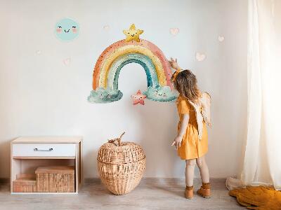 Wall sticker 80x88 Pastel rainbow with stars in nature