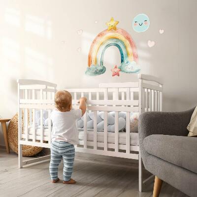 Wall sticker 80x88 Pastel rainbow with stars in nature