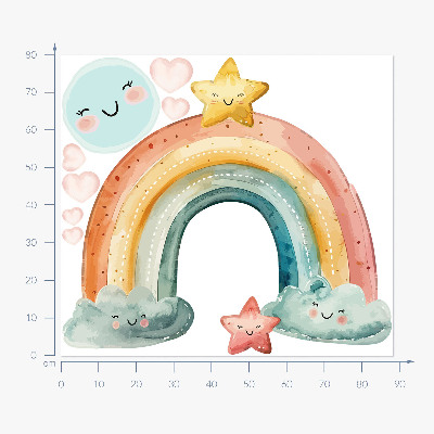 Wall sticker 80x88 Pastel rainbow with stars in nature
