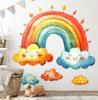 Wall sticker 80x95 Colorful clouds and rainbow watercolor sky