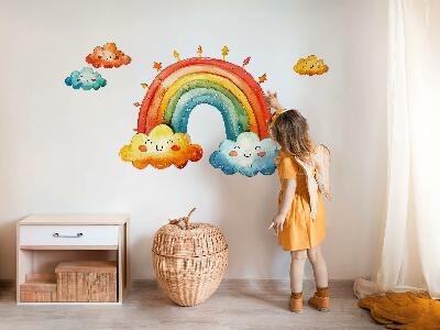 Wall sticker 80x95 Colorful clouds and rainbow watercolor sky
